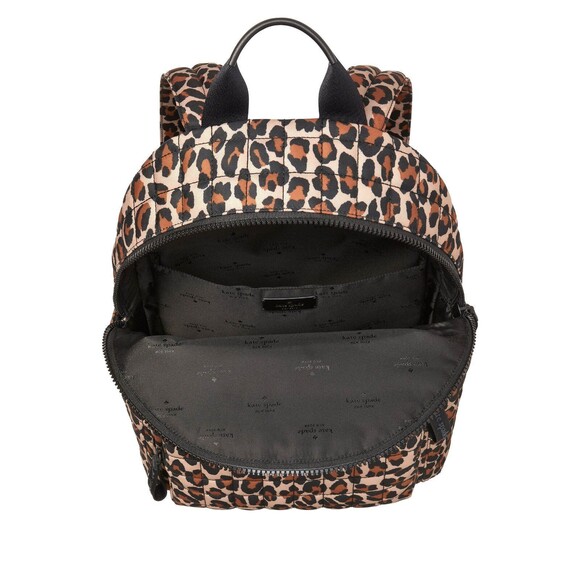 New Kate Spade Camden Quilted Large Leopard Backpack Brown Multi - Picture 5 of 5